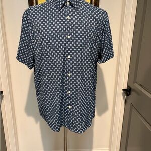 UNTUCKit Men's Navy Blue Floral Short Sleeve Shirt XL NWOT